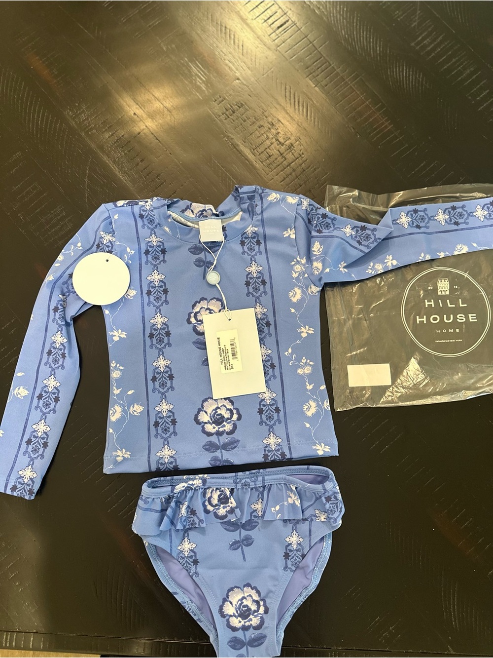 Hill House Kids Blue Floral Long-Sleeve Rash Guard Set